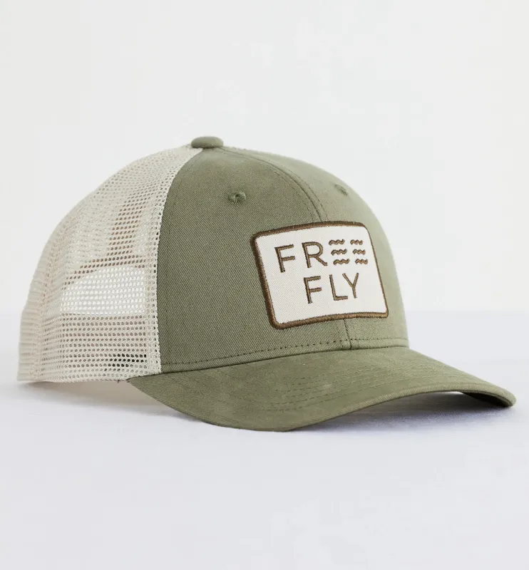 Wave Trucker Hat - Capers Green sold by Free Fly Apparel