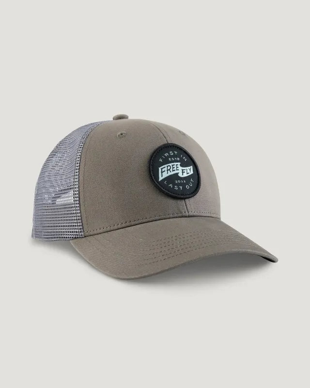 First and Last Trucker Hat - Charcoal sold by Free Fly Apparel