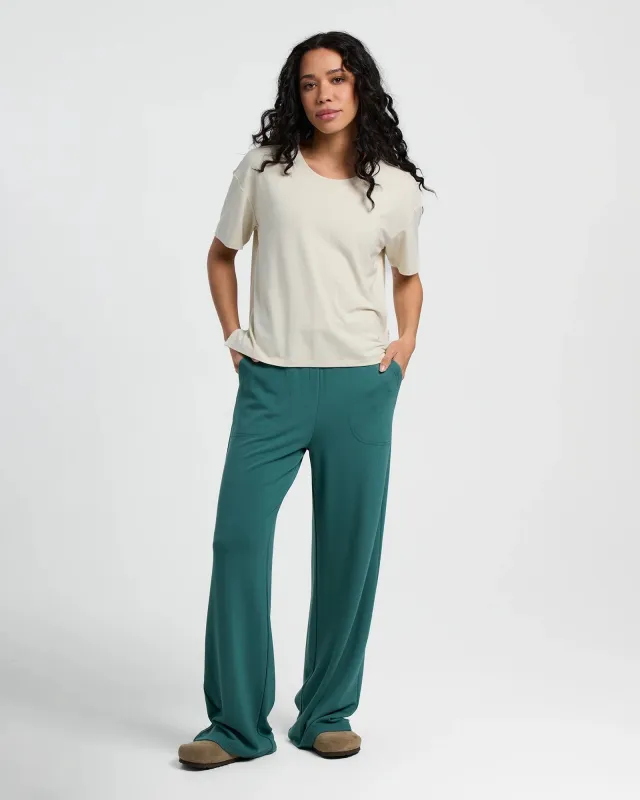 Women's Bamboo Lightweight Fleece Wide Leg Pant - Sea Pine sold by Free Fly Apparel