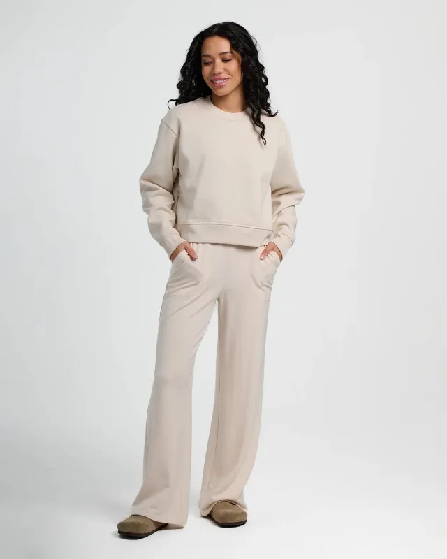 Women's Bamboo Lightweight Fleece Wide Leg Pant - Stone sold by Free Fly Apparel