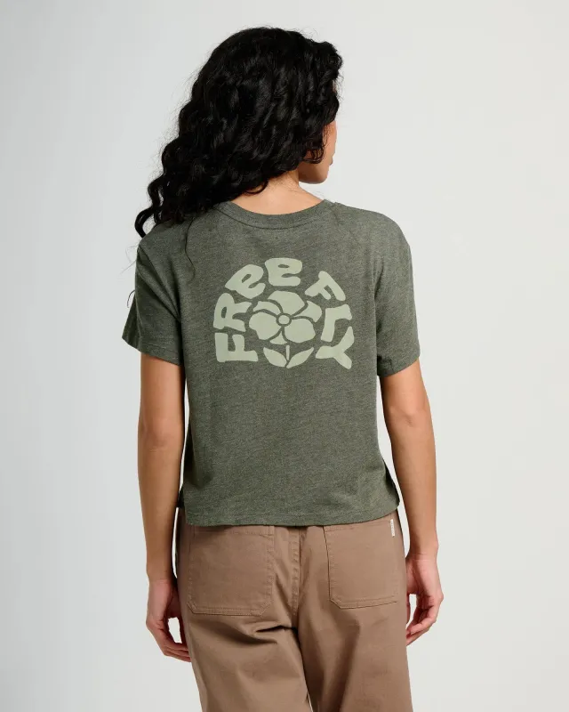 Women's Poppy Tee - Heather Dark Forest sold by Free Fly Apparel