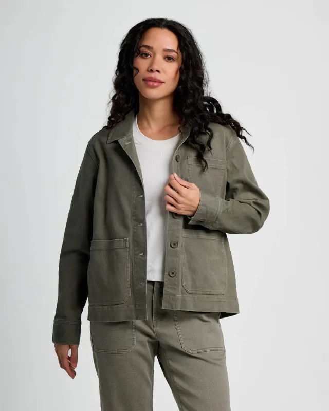 Women's Folly Twill Chore Coat - Smokey Olive sold by Free Fly Apparel