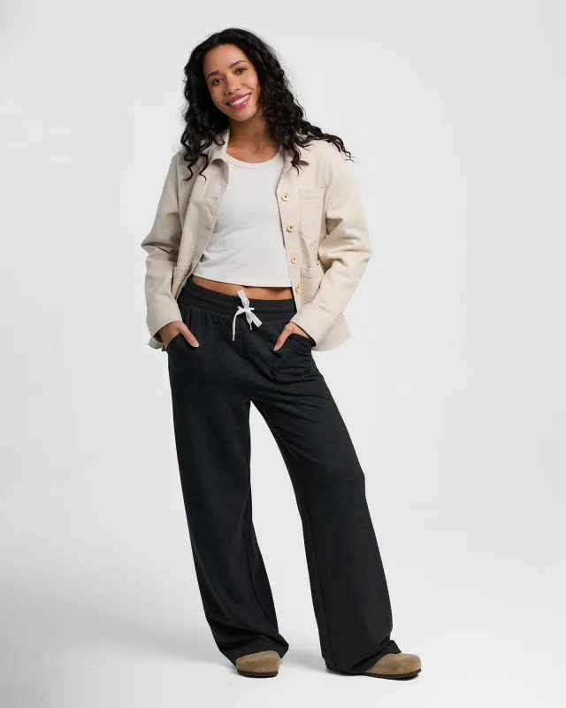Women's Bamboo Lightweight Fleece Wide Leg Pant - Heather Black sold by Free Fly Apparel