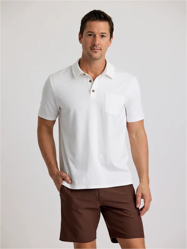 Men's Bamboo Current Polo - Bright White made by Free Fly Apparel