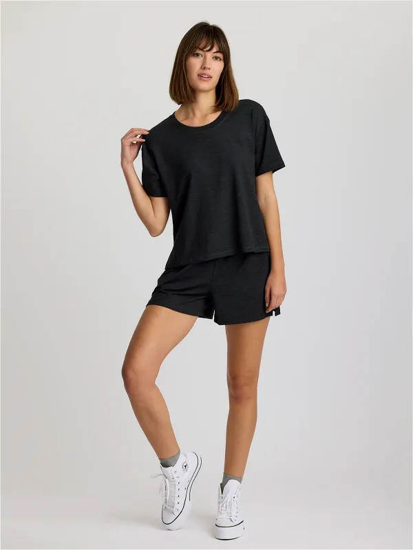 Women's Bamboo Flex Sunday Tee - Heather Black sold by Free Fly Apparel