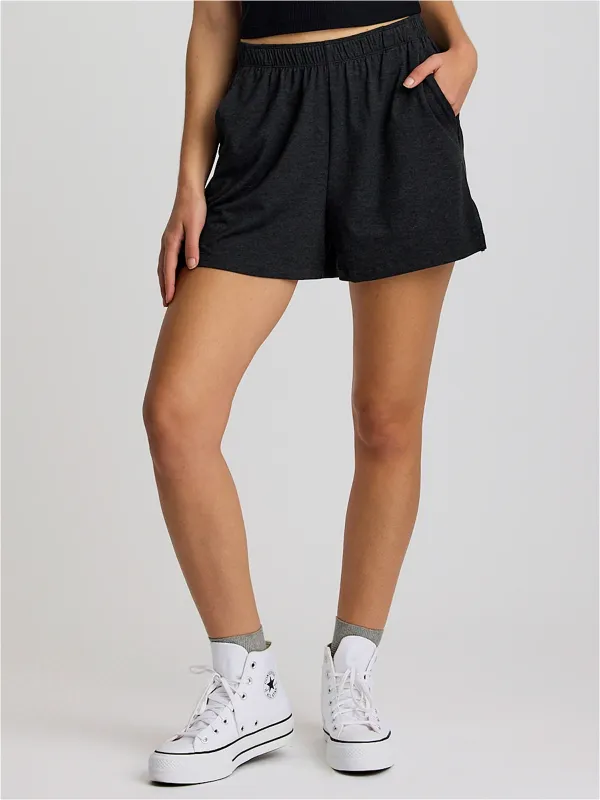 Women's Bamboo Flex Sunday Short - Heather Black sold by Free Fly Apparel