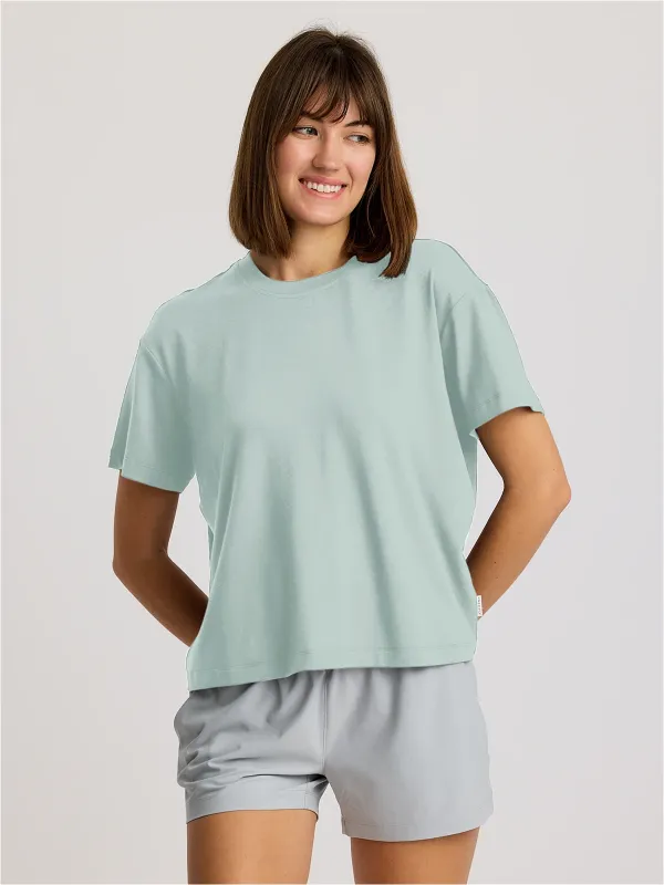 Women's Bamboo Current Boxy Tee - Ocean Mist sold by Free Fly Apparel