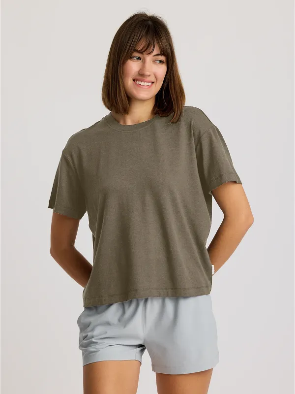 Women's Bamboo Current Boxy Tee - Fatigue sold by Free Fly Apparel
