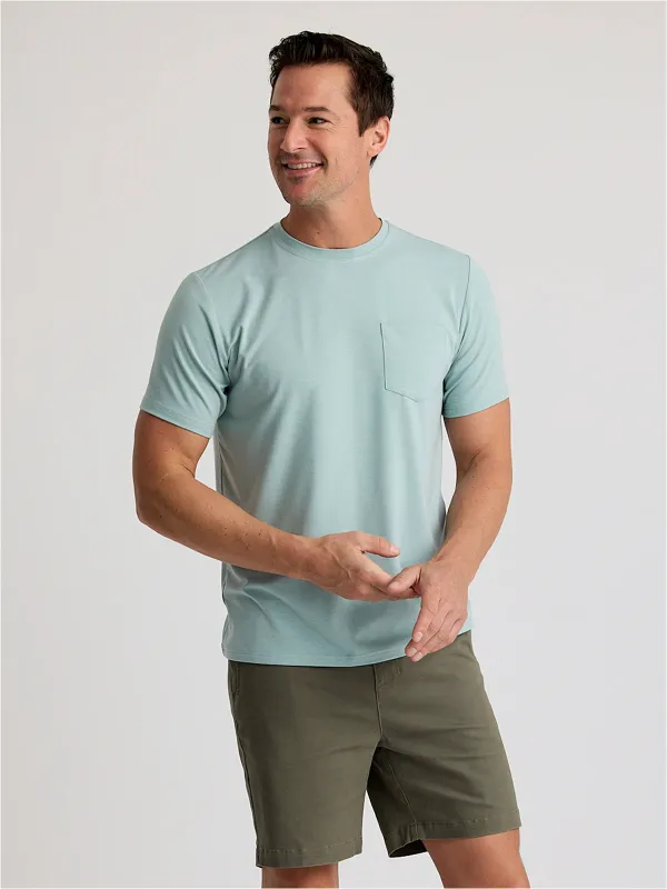 Men's Bamboo Flex Pocket Tee - Heather Ocean Mist sold by Free Fly Apparel