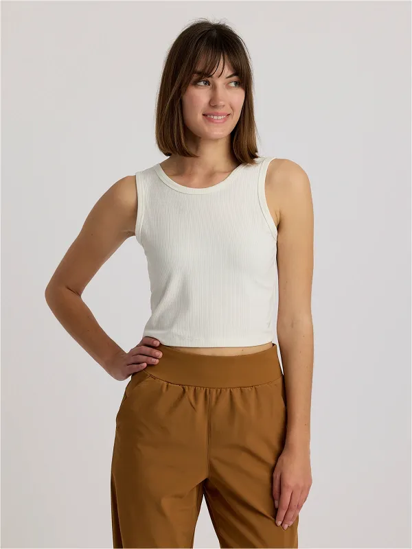 Women's Ribbed Bamboo Tank - Sea Salt sold by Free Fly Apparel