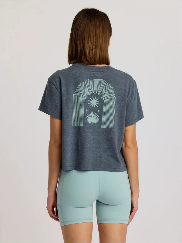 Women's Fan Palm Tee - Heather Storm Cloud sold by Free Fly Apparel