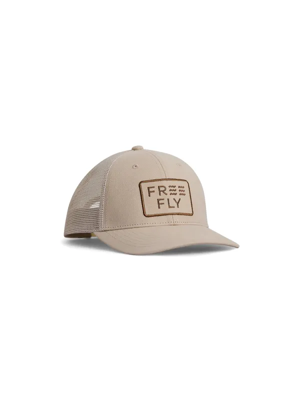 Wave Trucker Hat - Stone made by Free Fly Apparel