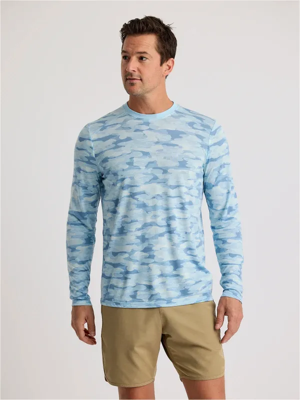 Men's Bamboo Lightweight Long Sleeve - Seasmoke Camo Surf Blue sold by Free Fly Apparel