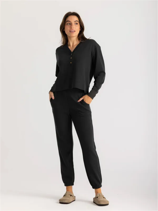 Women's Waffle Jogger - Black Sand sold by Free Fly Apparel