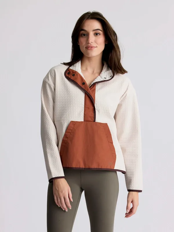 Women's Gridback Fleece Snap Pullover - Stone sold by Free Fly Apparel