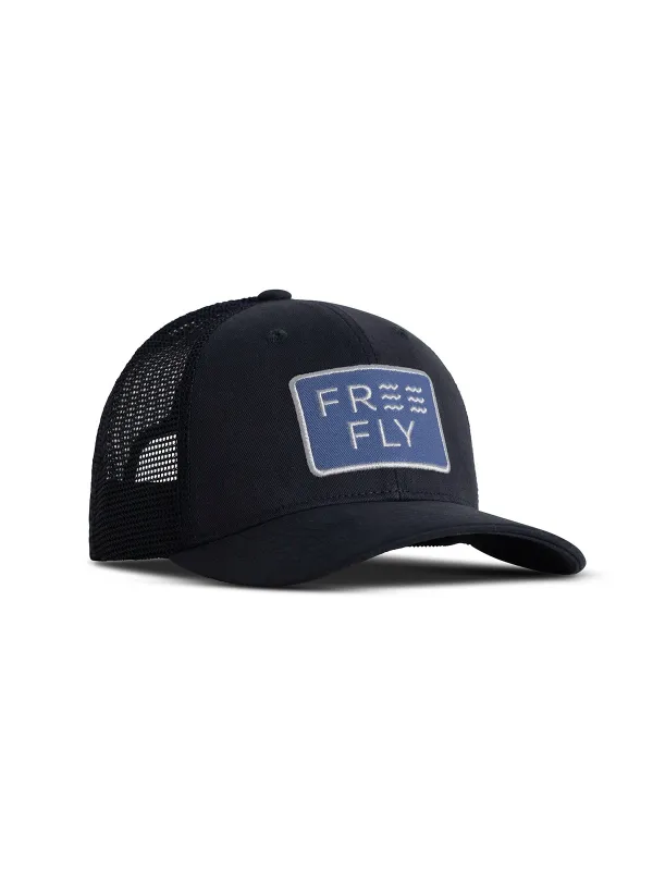 Wave Trucker Hat - Deep Navy sold by Free Fly Apparel