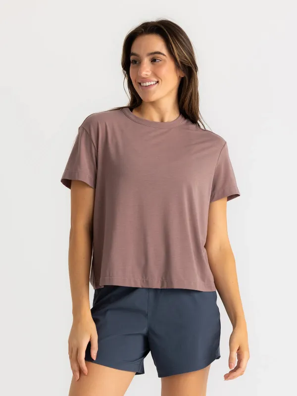 Women's Elevate Lightweight Tee - Fig sold by Free Fly Apparel