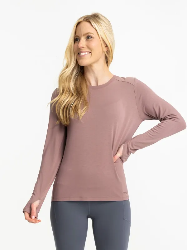 Women's Bamboo Shade Long Sleeve II - Fig sold by Free Fly Apparel