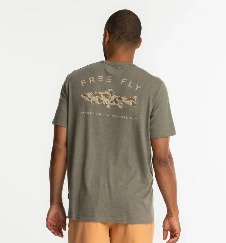 Trout Camo Pocket Tee - Heather Fatigue sold by Free Fly Apparel