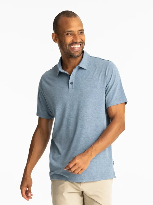 Men's Bamboo Flex Polo II - Heather Deepwater made by Free Fly Apparel
