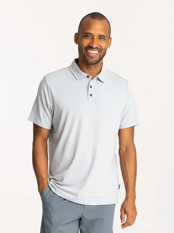 Men's Bamboo Flex Polo II - Heather Aspen Grey made by Free Fly Apparel