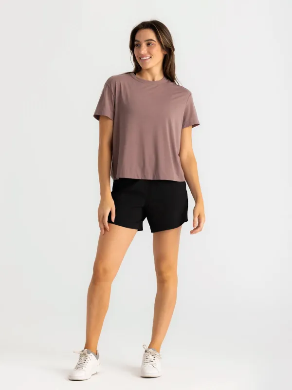 Women's Bamboo-Lined Active Breeze Short – 5" - Black sold by Free Fly Apparel