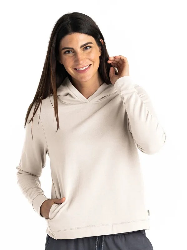 Women's Bamboo Lightweight Fleece Cropped Hoodie - Stone made by Free Fly Apparel