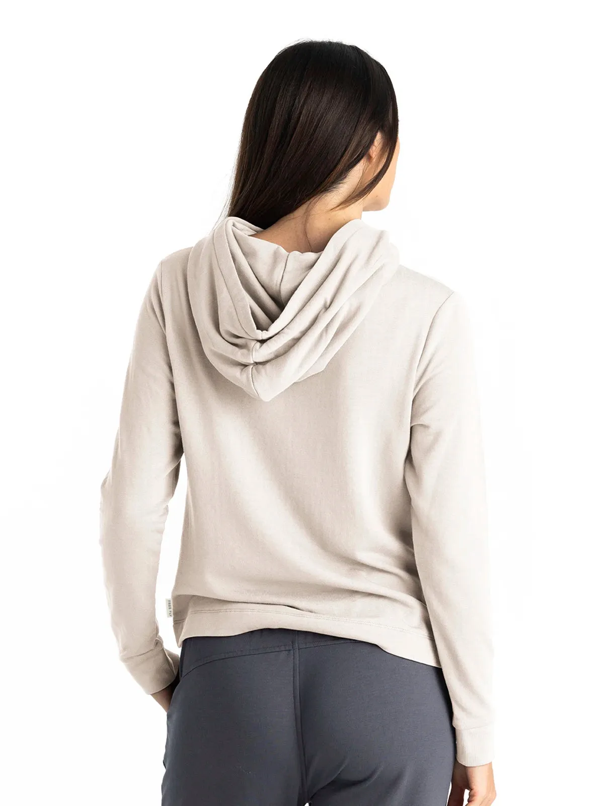 Women's Bamboo Lightweight Fleece Cropped Hoodie - Stone sold by Free Fly Apparel product image thumbnail 2