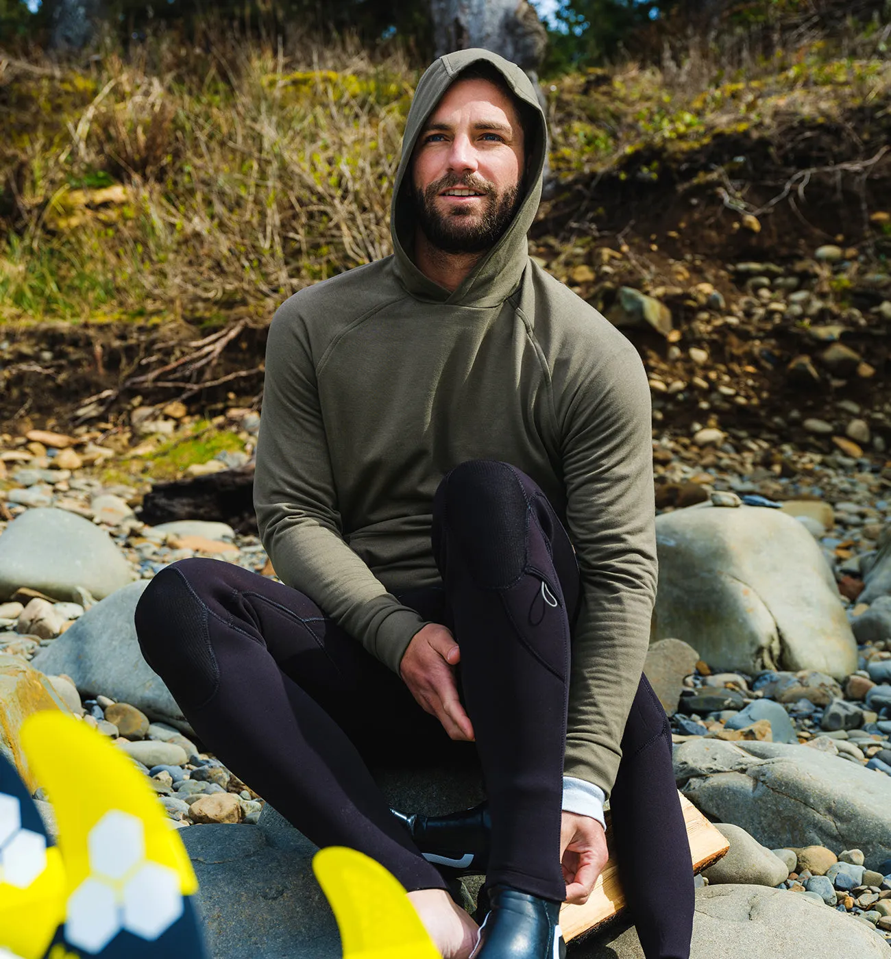 Men's Bamboo Lightweight Fleece Hoodie - Sandstone sold by Free Fly Apparel product image thumbnail 5
