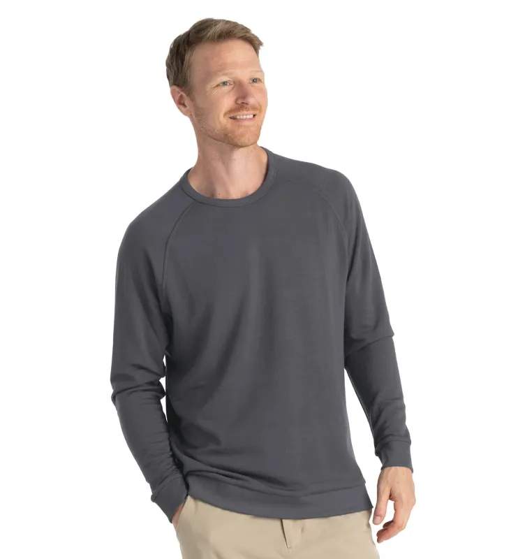 Men's Bamboo Lightweight Fleece Crew - Black Sand sold by Free Fly Apparel