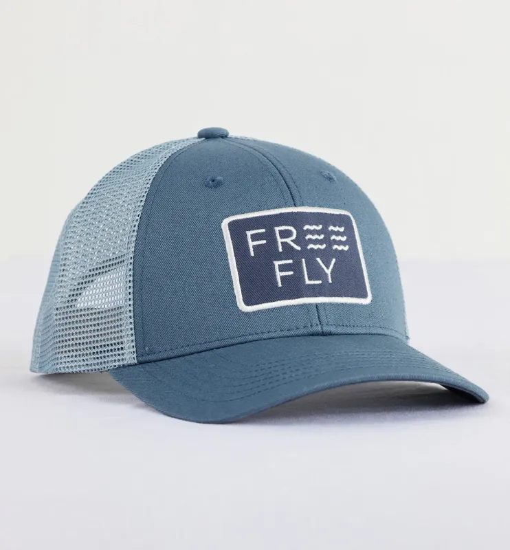 Wave Trucker Hat - Slate Blue sold by Free Fly Apparel