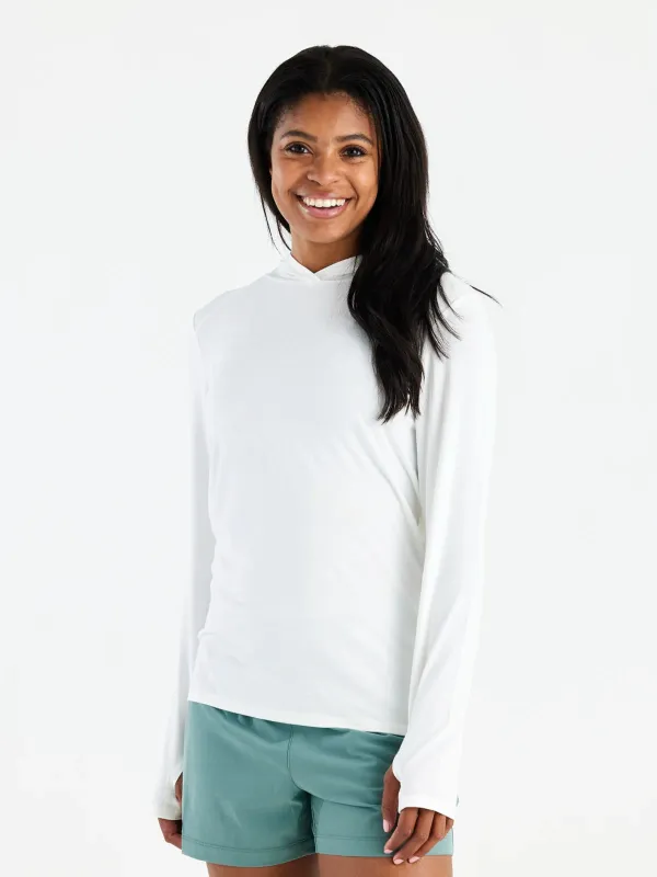 Women's Bamboo Shade Hoodie II - Bright White made by Free Fly Apparel