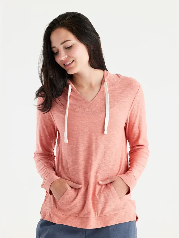 Women's Bamboo Slub Hoodie - Bright Clay made by Free Fly Apparel