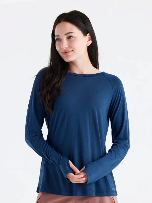 Women's Bamboo Lightweight Long Sleeve II - True Navy sold by Free Fly Apparel