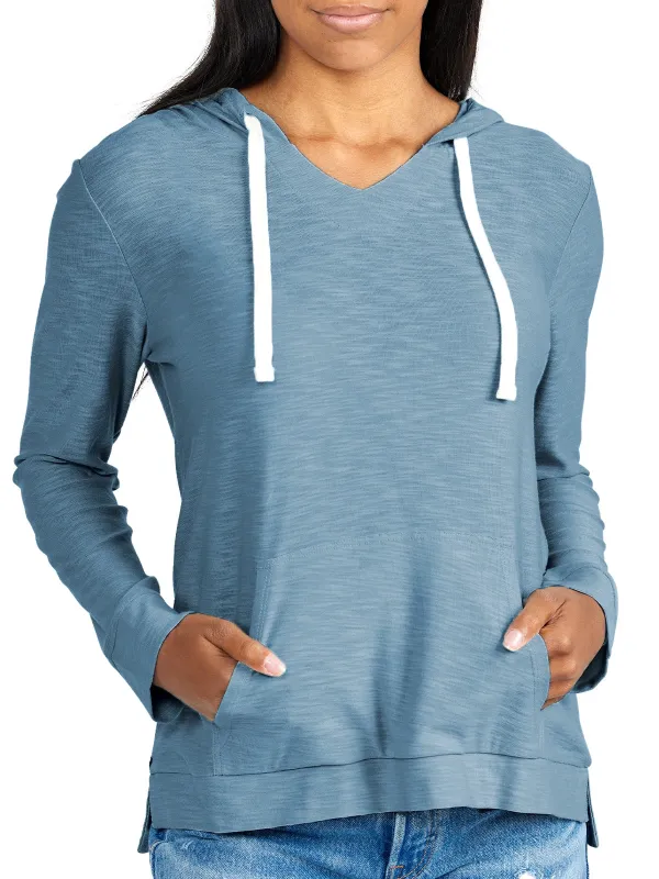 Women's Bamboo Slub Hoodie - Pacific Blue sold by Free Fly Apparel