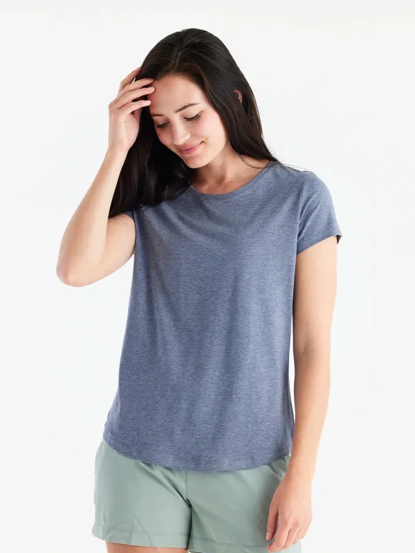 Women's Bamboo Current Tee - Heather Stonewash sold by Free Fly Apparel