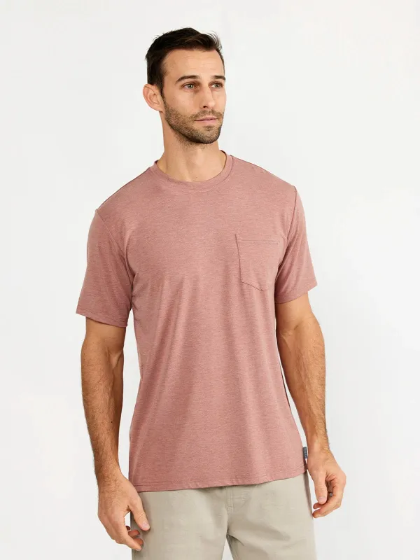 Men's Bamboo Flex Pocket Tee - Heather Brick sold by Free Fly Apparel
