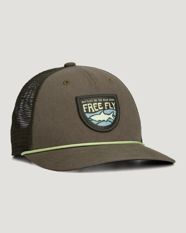 Blue Edge Trucker Hat - Fatigue sold by Free Fly Apparel