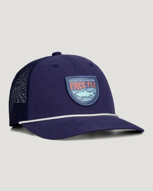Blue Edge Trucker Hat - Deep Navy sold by Free Fly Apparel