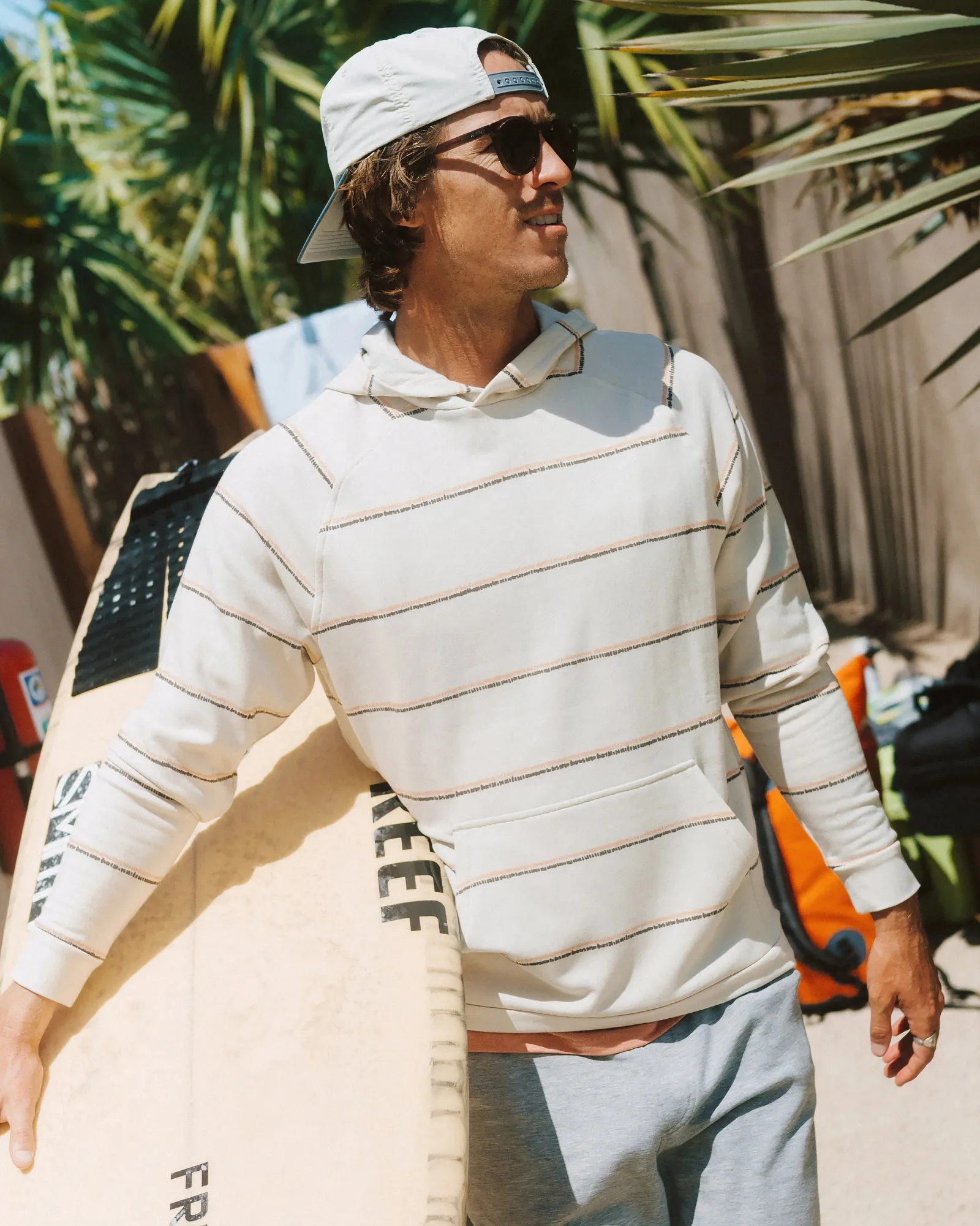 Men's Bamboo Lightweight Fleece Hoodie - Dash Double Stripe Birch sold by Free Fly Apparel product image thumbnail 2