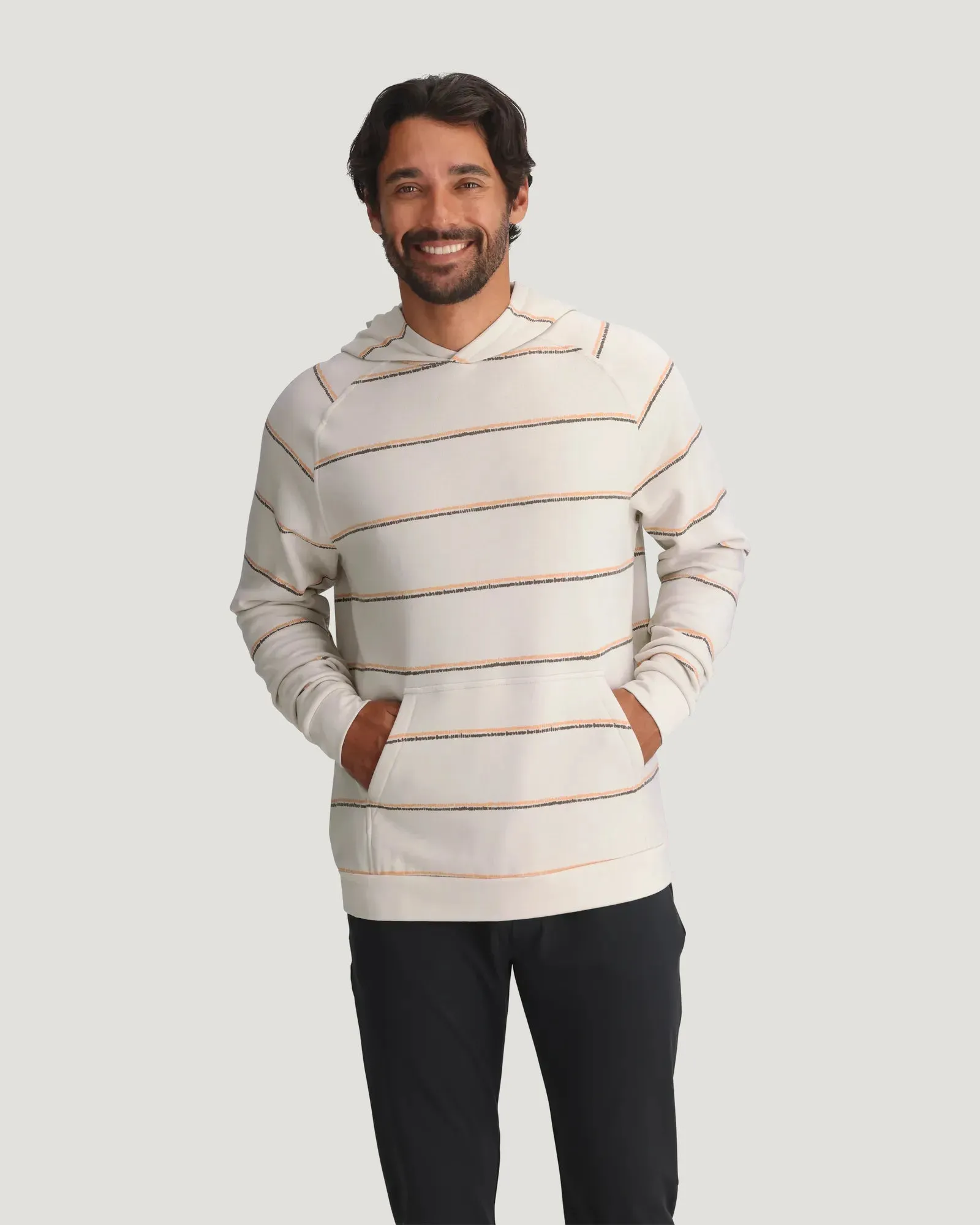 Men's Bamboo Lightweight Fleece Hoodie - Dash Double Stripe Birch sold by Free Fly Apparel product image thumbnail 3