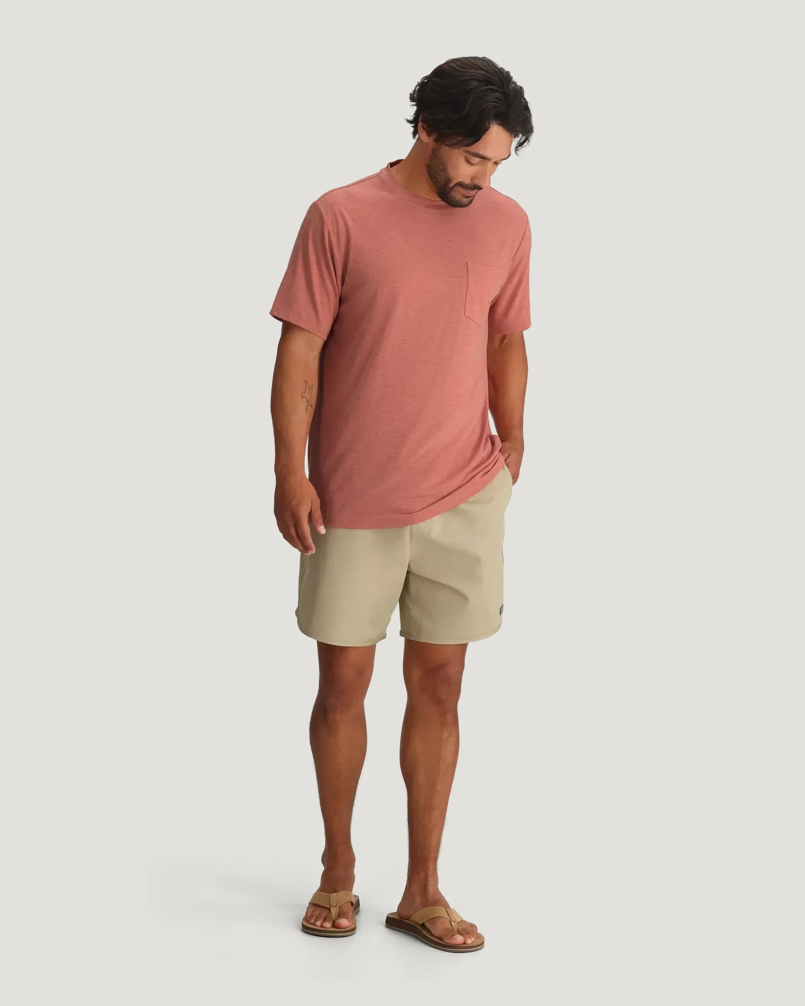 Men's Bamboo Flex Pocket Tee - Heather Red Clay sold by Free Fly Apparel product image thumbnail 5