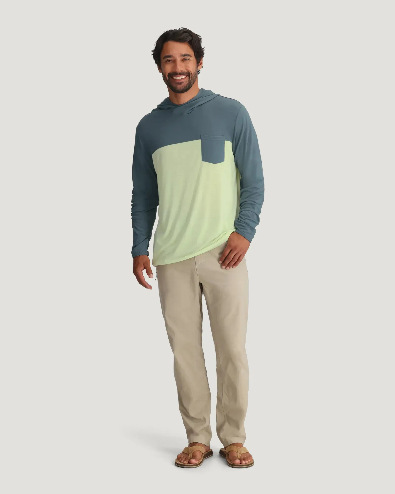 Men's Bamboo Hybrid Hoodie - Stormy Sea / Lime sold by Free Fly Apparel product image thumbnail 5