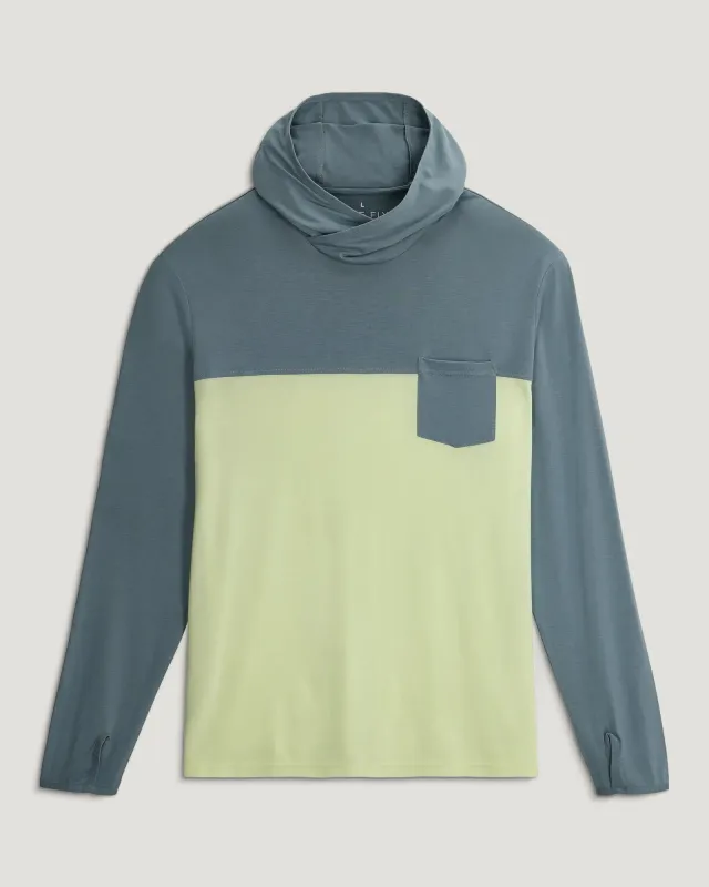 Men's Bamboo Hybrid Hoodie - Stormy Sea / Lime made by Free Fly Apparel