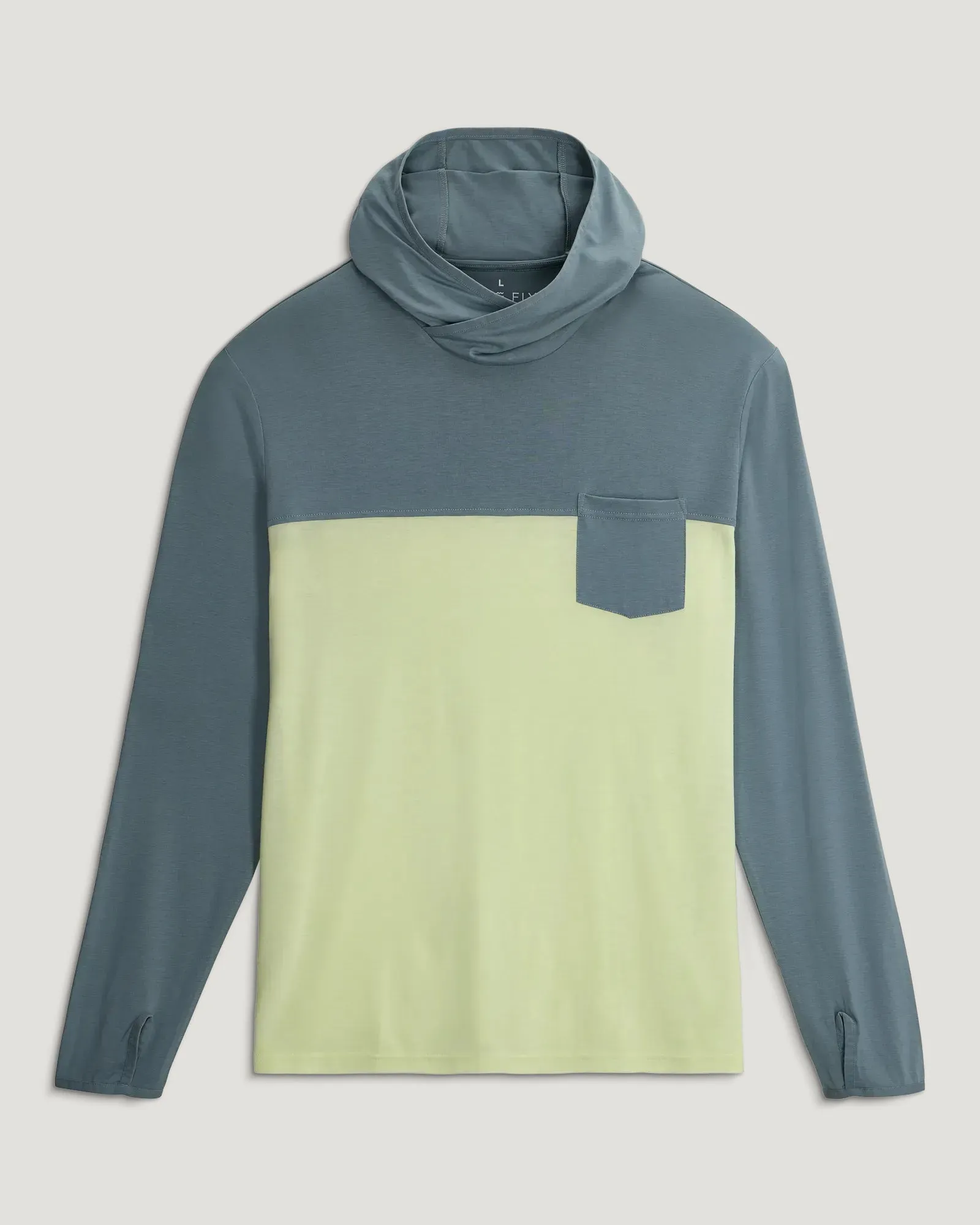 Men's Bamboo Hybrid Hoodie - Stormy Sea / Lime sold by Free Fly Apparel