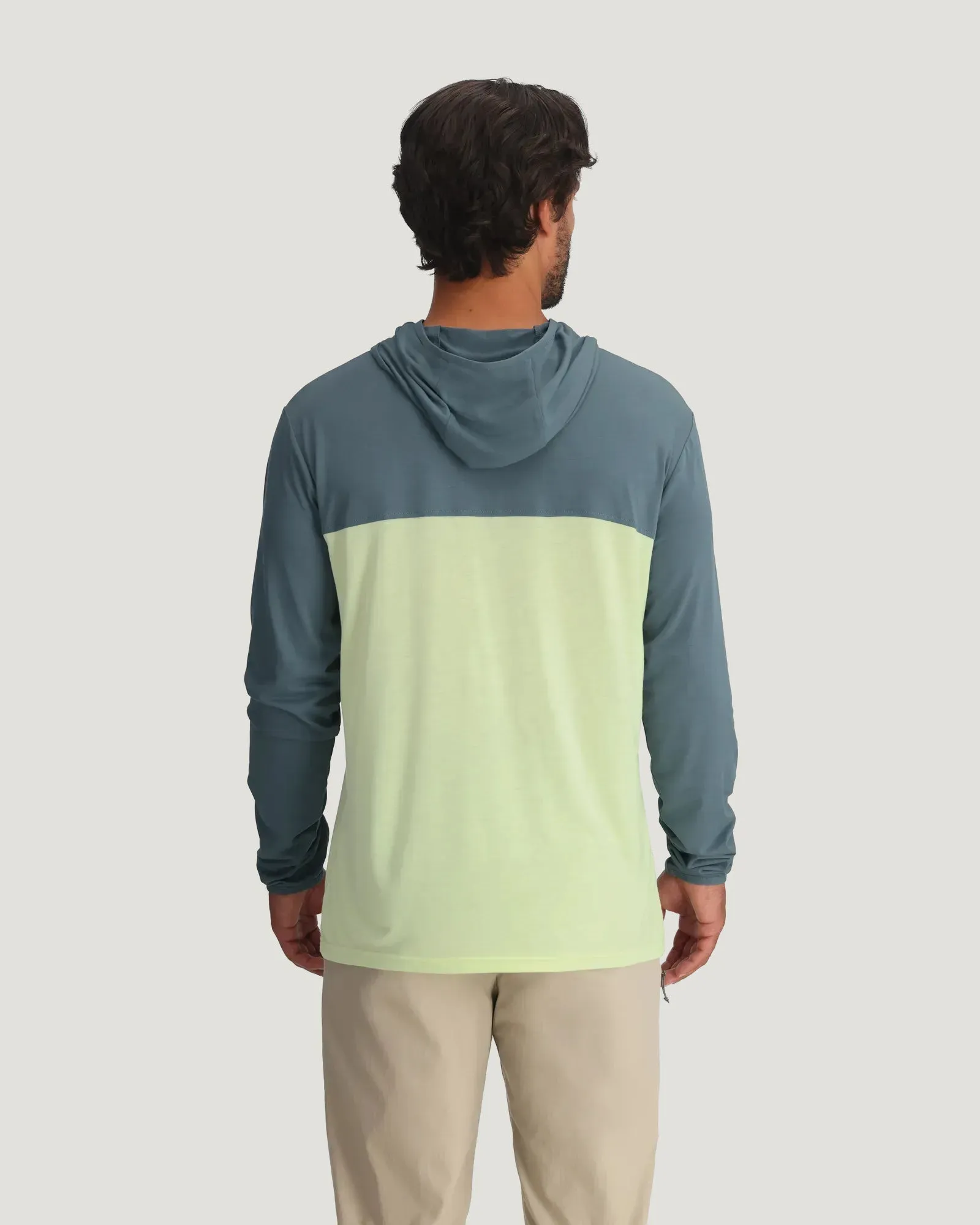 Men's Bamboo Hybrid Hoodie - Stormy Sea / Lime sold by Free Fly Apparel product image thumbnail 4