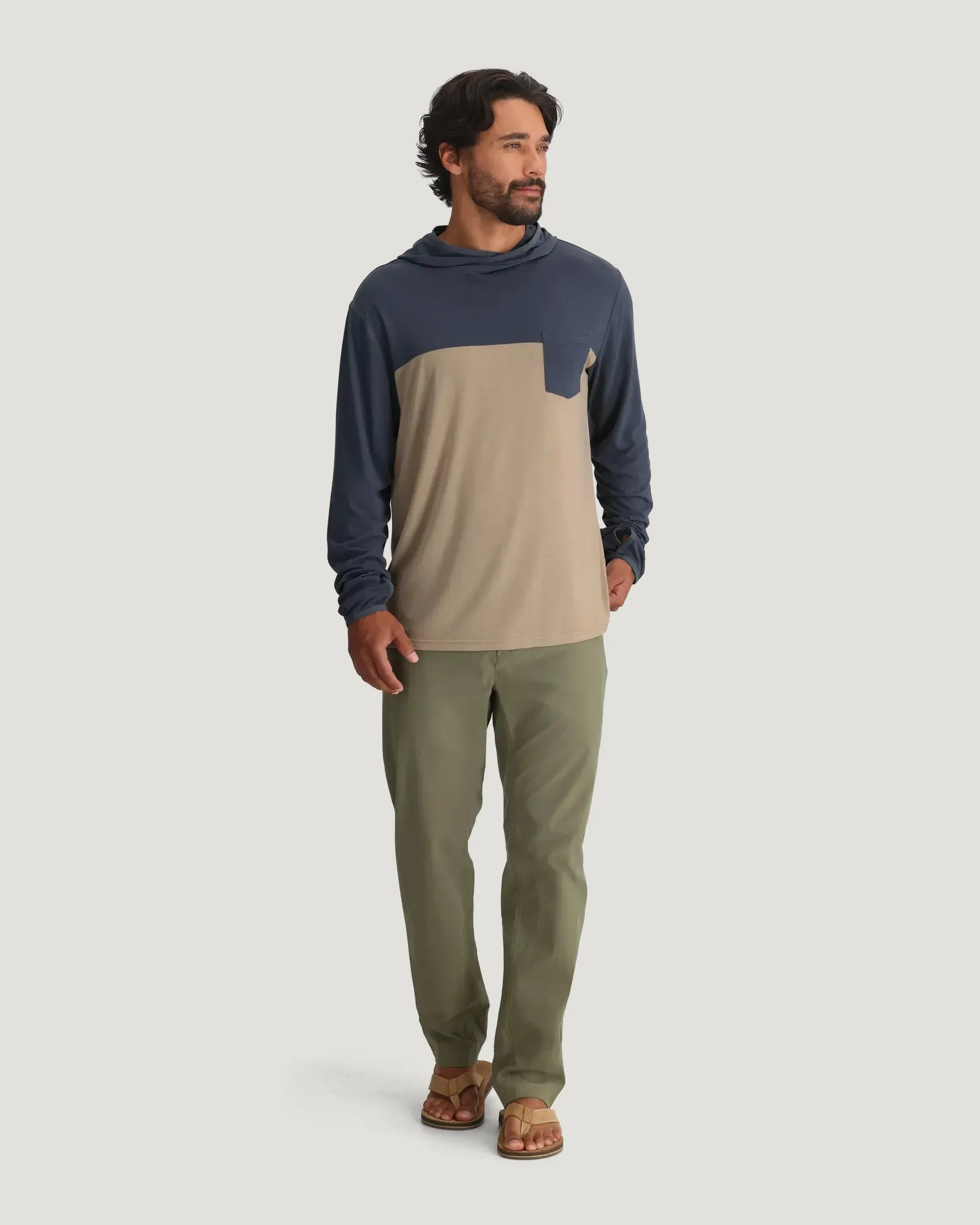 Men's Bamboo Hybrid Hoodie - Storm Cloud / Desert Tan sold by Free Fly Apparel product image thumbnail 5