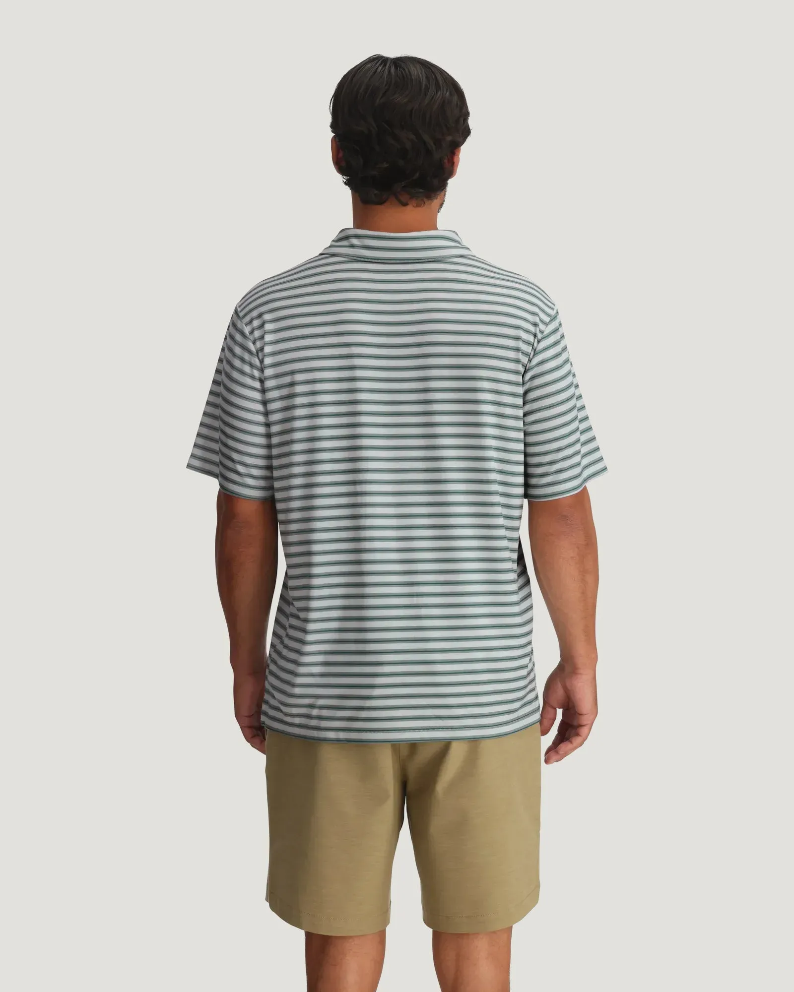 Men's Elevate Polo - Smooth Sailing Stripe Heather Aspen Grey sold by Free Fly Apparel product image thumbnail 3