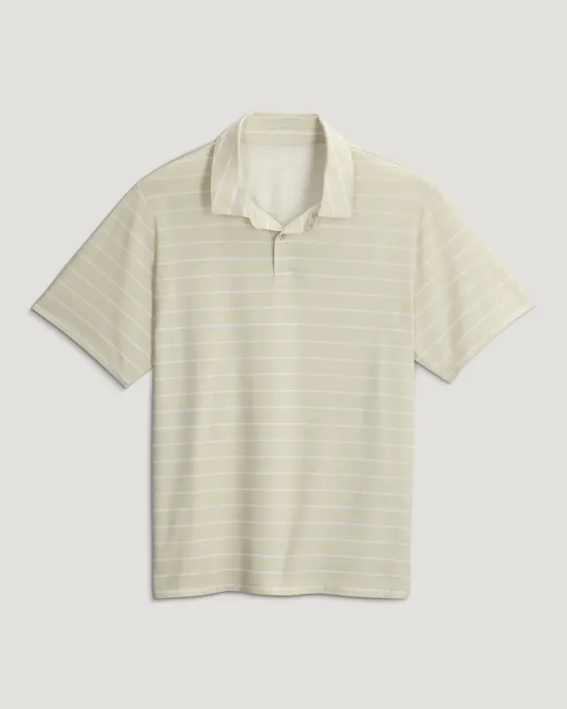 Men's Elevate Polo - Dash Stripe Birch made by Free Fly Apparel