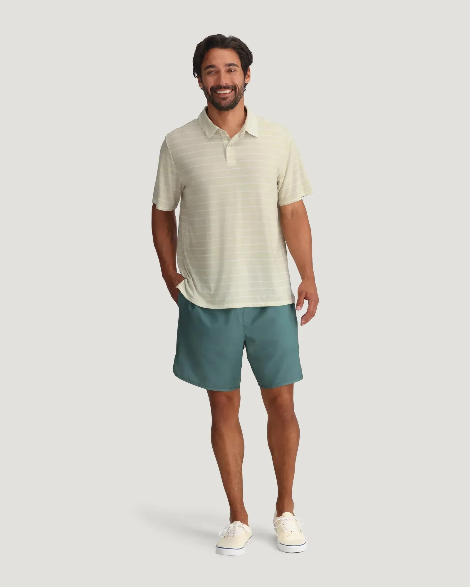 Men's Elevate Polo - Dash Stripe Birch sold by Free Fly Apparel product image thumbnail 4